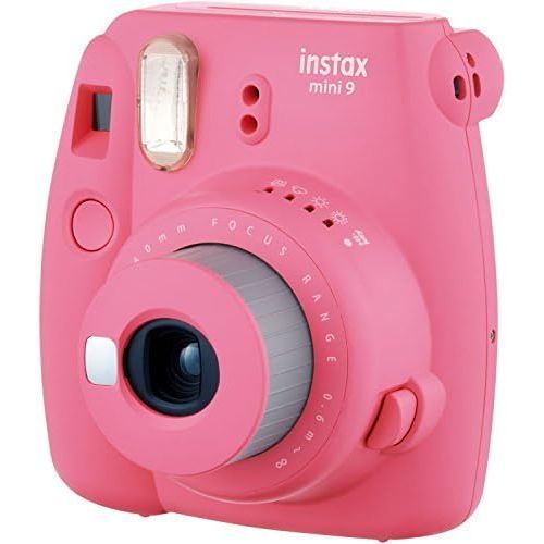 후지필름 Fujifilm instax Mini 9 Instant Camera (Flamingo Pink) and instax Film Twin Pack (20 Exposures) Bundle Pink
