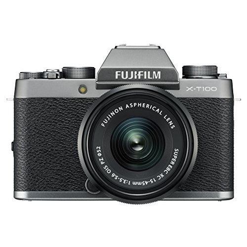 후지필름 Fujifilm X-T100 Mirrorless Digital Camera w/XC15-45mmF3.5-5.6 OIS PZ Lens - Dark Silver