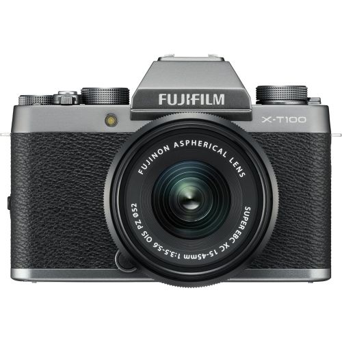 후지필름 Fujifilm X-T100 Mirrorless Digital Camera w/XC15-45mmF3.5-5.6 OIS PZ Lens - Dark Silver