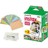 Fujifilm Mini Instant Film for Fujifilm Mini 8, 9 11 Cameras Bundled with Custom Frame Stickers and Quality Photo Microfiber Cloth (20 Films)