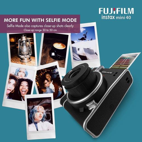 후지필름 Fujifilm Instax Mini 40 Instant Film Camera with 40 Sheets Instant Mini Film, AA Batteries, Battery Charger, Frames, Stickers & Photo Album in Deluxe Accessories Bundle Perfect for