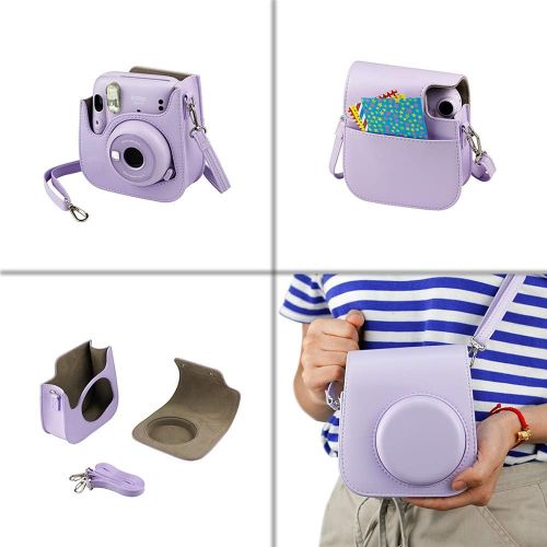 후지필름 Fujifilm Instax Mini 11 Instant Camera + Instax Mini Twin Pack Film + Hanging Frames + Plastic Frames + Case + Close Up Filters - All Inclusive Bundle! (Lilac Purple)