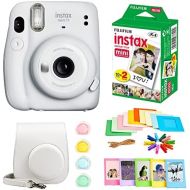 Fujifilm Instax Mini 11 Instant Camera + Instax Mini Twin Pack Film + Hanging Frames + Plastic Frames + Case + Close Up Filters - All Inclusive Bundle! (Ice White)