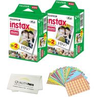 Fujifilm Mini Instant Film for Fujifilm Mini 8, 9 11 Cameras Bundled with Custom Frame Stickers and Quality Photo Microfiber Cloth (40 Films)