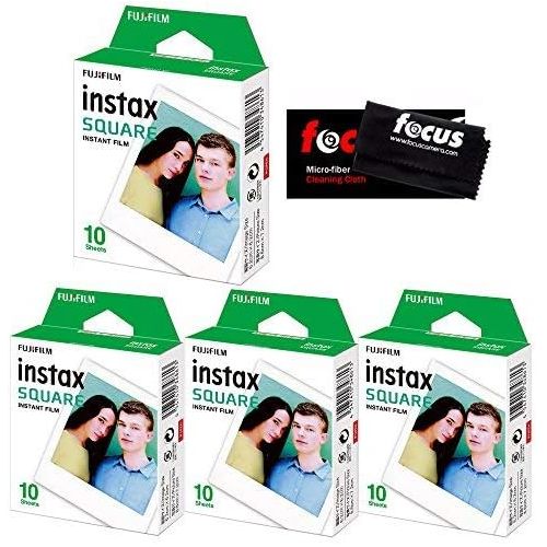 후지필름 Fujifilm Instax Square Film (40 Exposures) with Cleaning Cloth Bundle