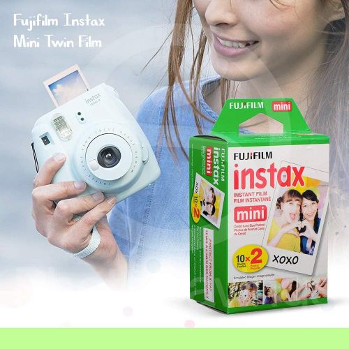 후지필름 FUJIFILM INSTAX Mini 11 Instant Film Camera (Ice White) with Fujifilm Instax Mini Twin Film (40 Exposures), Accessory Case, and Accessories Bundle