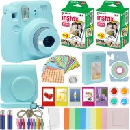 Fuji Instax Mini 9 Instant Camera ICE Blue w/Case + Fuji Instax Film Value Pack (40 Sheets) for Fujifilm Instax Mini 9 Camera + Accessories, Color Filters, Photo Album, Selfie Lens