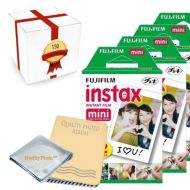 Fujifilm INSTAX Mini Instant Film 15 Pack (150 Films) for All Mini Instant Cameras - Photo Album - Microfiber Cloth - ~ Gift Packaging ~