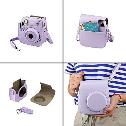 후지필름 Fujifilm Instax Mini 11 Instant Camera - Lilac Purple (16654803) + Fujifilm Instax Mini Twin Pack Instant Film (16437396) + Single Pack Rainbow Film + Case + Travel Stickers