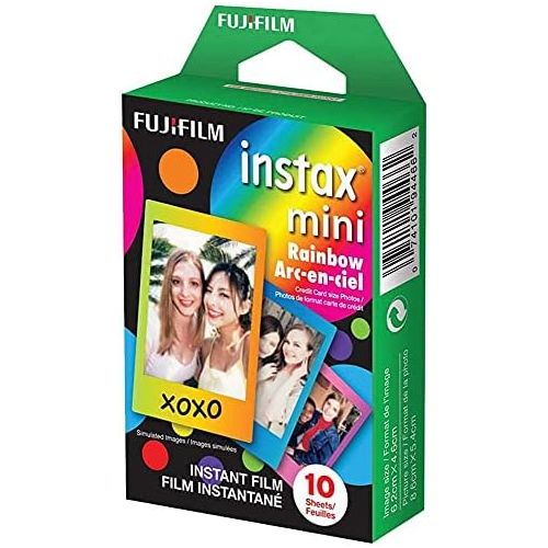 후지필름 Fujifilm Instax Mini 11 Camera with 2X Fuji Instant Film Twin Pack - Fujifilm Instax Mini Rainbow Film Total 50 Shoot+ Case, Album, Stickers, Accessories (Ice White)