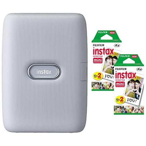 후지필름 Fujifilm Instax Mini Link Smartphone Printer (Ash White) + Fuji Instax Mini Film (40 Sheets) - Instax Mini Link Printer Bundle