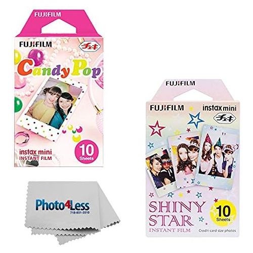 후지필름 Fujifilm Instax Mini Candy Pop Instant Film (10 Sheets) + Fujifilm Instax Mini Shiny Stars Instant Film (10 Sheets)