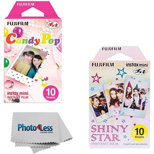 후지필름 Fujifilm Instax Mini Candy Pop Instant Film (10 Sheets) + Fujifilm Instax Mini Shiny Stars Instant Film (10 Sheets)