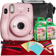 FUJIFILM INSTAX Mini 11 Instant Film Camera (Blush Pink) + ACCESSORY BUNDLE THAT INCLUDES 3x Fujifilm Instax Mini Twin Film (60 Exposures), Camera Carrying Case, Camera Strap & Fun
