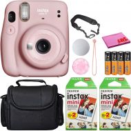 Fujifilm Instax Mini 11 Instant Camera (Blush Pink) (16654774) Essential Bundle -Includes- (40) Instax Mini Instant Films + Carrying Case + Batteries + Neck Strap