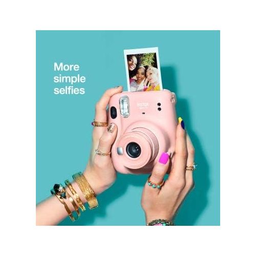 후지필름 Fujifilm Instax Mini 11 Instant Camera (Blush Pink) (16654774) Essential Bundle -Includes- (40) Instax Mini Instant Films + Carrying Case + Batteries + Neck Strap