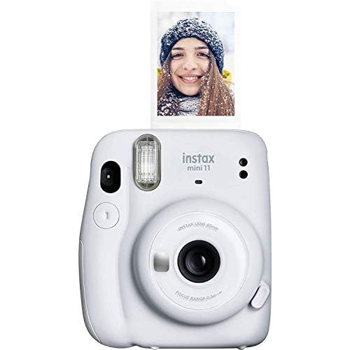 후지필름 Fujifilm Instax Mini 11 Instant Camera (Ice White) Bundle with Case, 2X Fuji Instax Mini Instant Film Twin Pack - 40 Sheets (White), Color Filters, Stickers, Frames, Photo Album an