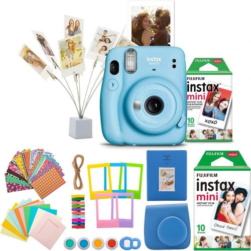 후지필름 Fujifilm instax Mini 11 Instant Camera (Sky Blue) Bundle (3 Items)