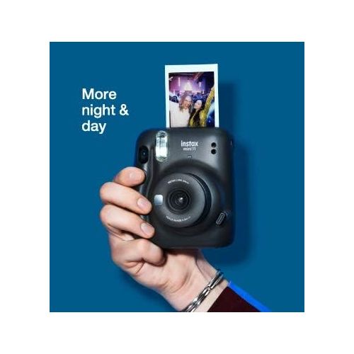 후지필름 Fujifilm Instax Mini 11 Instant Camera (Ice White) (16654798) Essential Bundle -Includes- (40) Instax Mini Instant Films + Carrying Case + Batteries + Neck Strap