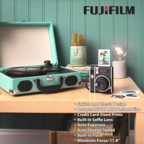 후지필름 Fujifilm Instax Mini 40 Instant Camera Black+ Fujifilm Instax Mini Twin Pack Instant Film 2 Packs (Total 40 Sheets)- Instant Camera Great Value Bundle!