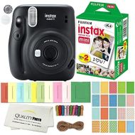 FUJIFILM INSTAX Mini 11 Instant Film Camera Plus Instax Film and Accessories Stickers, Hanging Frames and Microfiber Cloth (Charcoal Gray)