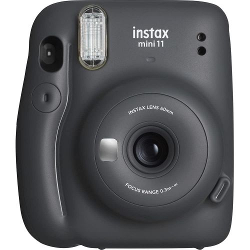 후지필름 Fujifilm Instax Mini 11 Instant Camera (Charcoal Gray) (16654786) Essential Bundle -Includes- (40) Instax Mini Instant Films + Carrying Case + Batteries + Neck Strap