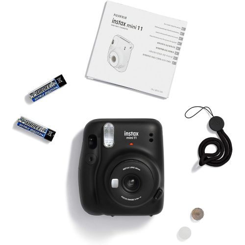 후지필름 Fujifilm Instax Mini 11 Instant Camera (Charcoal Gray) (16654786) Essential Bundle -Includes- (40) Instax Mini Instant Films + Carrying Case + Batteries + Neck Strap