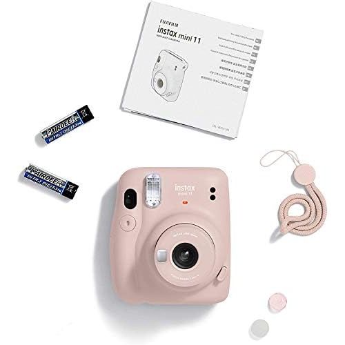 후지필름 Fujifilm Instax Mini 11 Instant Camera (Blush Pink) Bundle with Case, 2X Fuji Instax Mini Instant Film Twin Pack - 40 Sheets (White), Color Filters, Stickers, Frames, Photo Album a