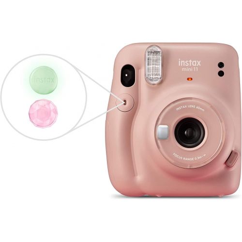 후지필름 Fujifilm Instax Mini 11 Instant Camera (Blush Pink) Bundle with Case, 2X Fuji Instax Mini Instant Film Twin Pack - 40 Sheets (White), Color Filters, Stickers, Frames, Photo Album a