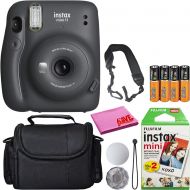 Fujifilm Instax Mini 11 Instant Camera (Charcoal Gray) (16654786) Deluxe Bundle -Includes- (20) Instax Mini Instant Films + Carrying Case + Batteries + Neck Strap