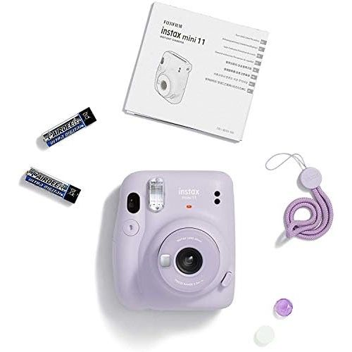 후지필름 Fujifilm Instax Mini 11 Instant Camera (Lilac Purple) Bundle with Case, 2X Fuji Instax Mini Instant Film Twin Pack - 40 Sheets (White), Color Filters, Stickers, Frames, Photo Album