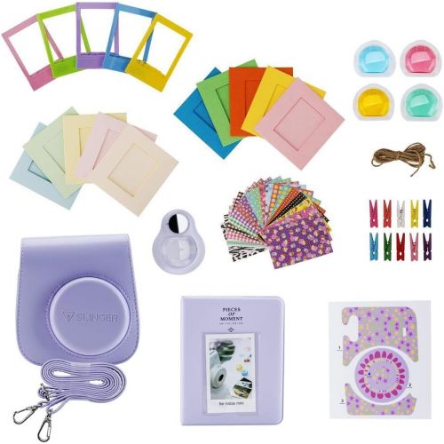 후지필름 Fujifilm Instax Mini 11 Instant Camera (Lilac Purple) Bundle with Case, 2X Fuji Instax Mini Instant Film Twin Pack - 40 Sheets (White), Color Filters, Stickers, Frames, Photo Album