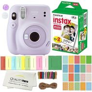 FUJIFILM INSTAX Mini 11 Instant Film Camera Plus Instax Film and Accessories Stickers, Hanging Frames and Microfiber Cloth (Lilac Purple)