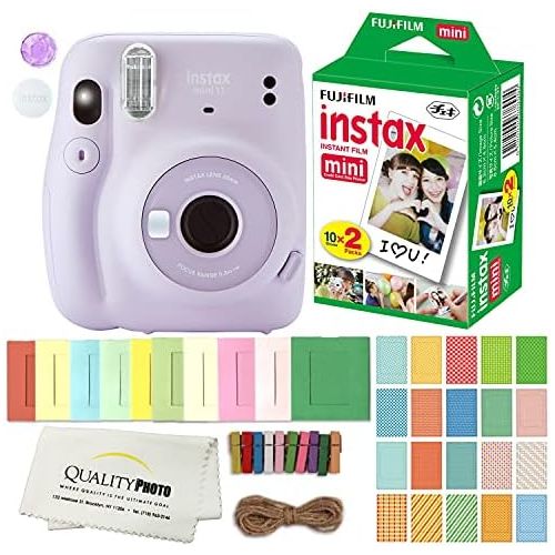 후지필름 FUJIFILM INSTAX Mini 11 Instant Film Camera Plus Instax Film and Accessories Stickers, Hanging Frames and Microfiber Cloth (Lilac Purple)