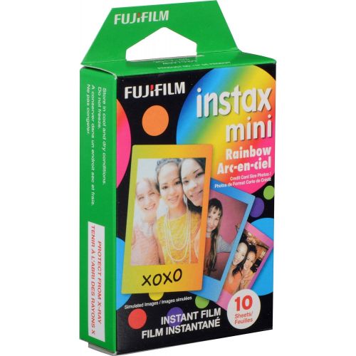 후지필름 Fujifilm Instax Mini 70 Instant Film Camera (Kiwi Green) and Instax Mini Rainbow Film Value Pack - 10 Images