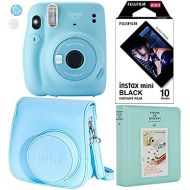 Fujifilm Instax Mini 11 Polaroid sky Blue Instant Camera Plus Original Fuji Case, Photo Album and Fujifilm Character 10 Films (Black)