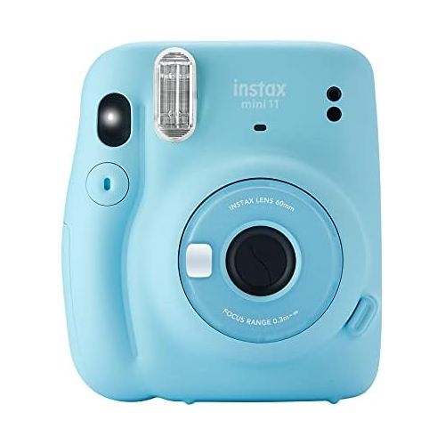 후지필름 Fujifilm Instax Mini 11 Ice Blue Instant Camera Plus Original Fuji Case, Photo Album and Fujifilm Character 10 Films (Monochrome)