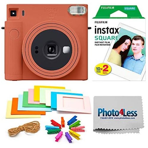 후지필름 Fujifilm Instax Square SQ1 Terracotta Orange Instant Camera + Fuji Instax Square Instant Film + Accessory Bundle