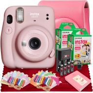 PS FUJIFILM INSTAX Mini 11 Instant Film Camera (Blush Pink) with Fujifilm Instax Mini Twin Film (40 Exposures), Accessory Case and Accessories Bundle