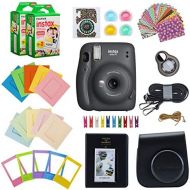 Fujifilm Instax Mini 11 Instant Camera (Charcoal Gray) Bundle with Case, 2X Fuji Instax Mini Instant Film Twin Pack - 40 Sheets (White), Color Filters, Stickers, Frames, Photo Albu