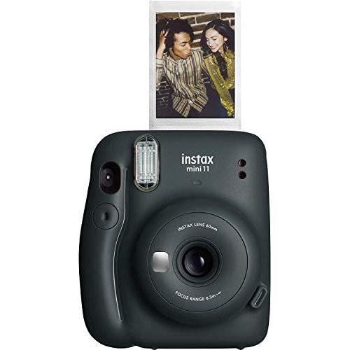 후지필름 Fujifilm Instax Mini 11 Instant Camera (Charcoal Gray) Bundle with Case, 2X Fuji Instax Mini Instant Film Twin Pack - 40 Sheets (White), Color Filters, Stickers, Frames, Photo Albu