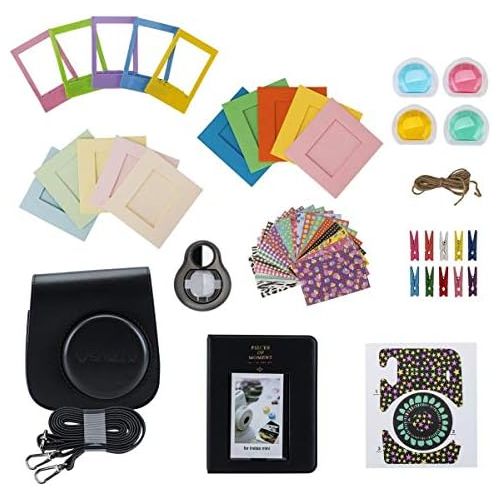 후지필름 Fujifilm Instax Mini 11 Instant Camera (Charcoal Gray) Bundle with Case, 2X Fuji Instax Mini Instant Film Twin Pack - 40 Sheets (White), Color Filters, Stickers, Frames, Photo Albu