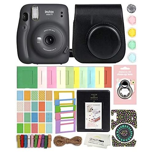 후지필름 Fujifilm Instax Mini 11 Instant Camera with Case, Album and More Accessory Kit (Charcoal Grey)