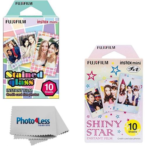 후지필름 Fujifilm Instax Mini Stained Glass Instant Film (10 Shots) + Fujifilm Instax Mini Shiny Stars Instant Film (10 Shots)