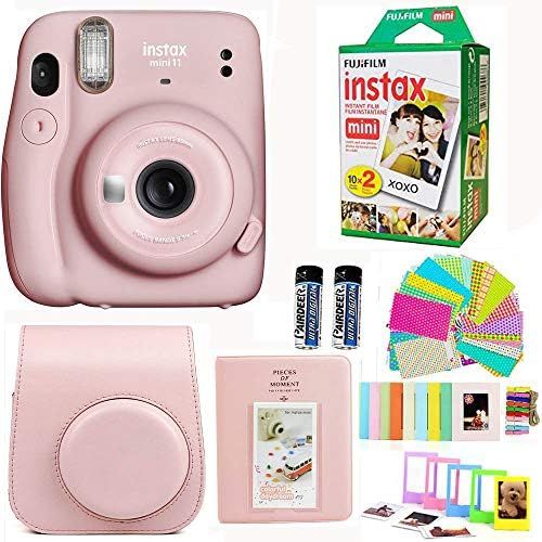 후지필름 Fujifilm Instax Mini 11 Camera with Fuji Instant Film Twin Pack + Pink Case, Album, Stickers, and More (Blush Pink)
