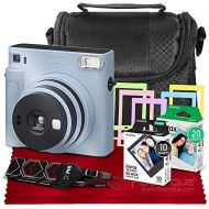 Fujifilm Instax SQ1 Instant Camera (Glacier Blue) w/ Deluxe Accessories Bundle Includes Padded Carrying Case, Instax Square Instant Film (20 Exposures), Square Black Instant Film (