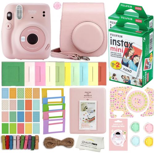 후지필름 Fujifilm Instax Mini 11 Instant Camera with Case, 40 Fuji Films, Decoration Stickers, Frames, Photo Album and More Accessory kit (Blush Pink)