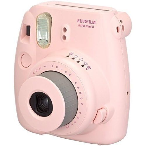 후지필름 Fujifilm Instax Mini 8 Film Camera (Pink) + Instax Mini Film (20 Shots) + Protective Camera Case + Selfie Lens + Filters + Frames Photix Decorative Design Kit