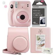 Fujifilm Instax Mini 11 Blush Pink Instant Camera Plus Case, Photo Album and Fujifilm Character 10 Films (Monochrome)
