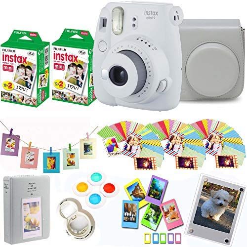 후지필름 Fujifilm Instax Mini 9 Instant Camera Compatible Carrying Case + Fuji Instax Film 40 Shots + Magnetic Acrylic Frame + Album, Frames, Filter Set & Selfie Lens 90 PC Design Kit (Smok